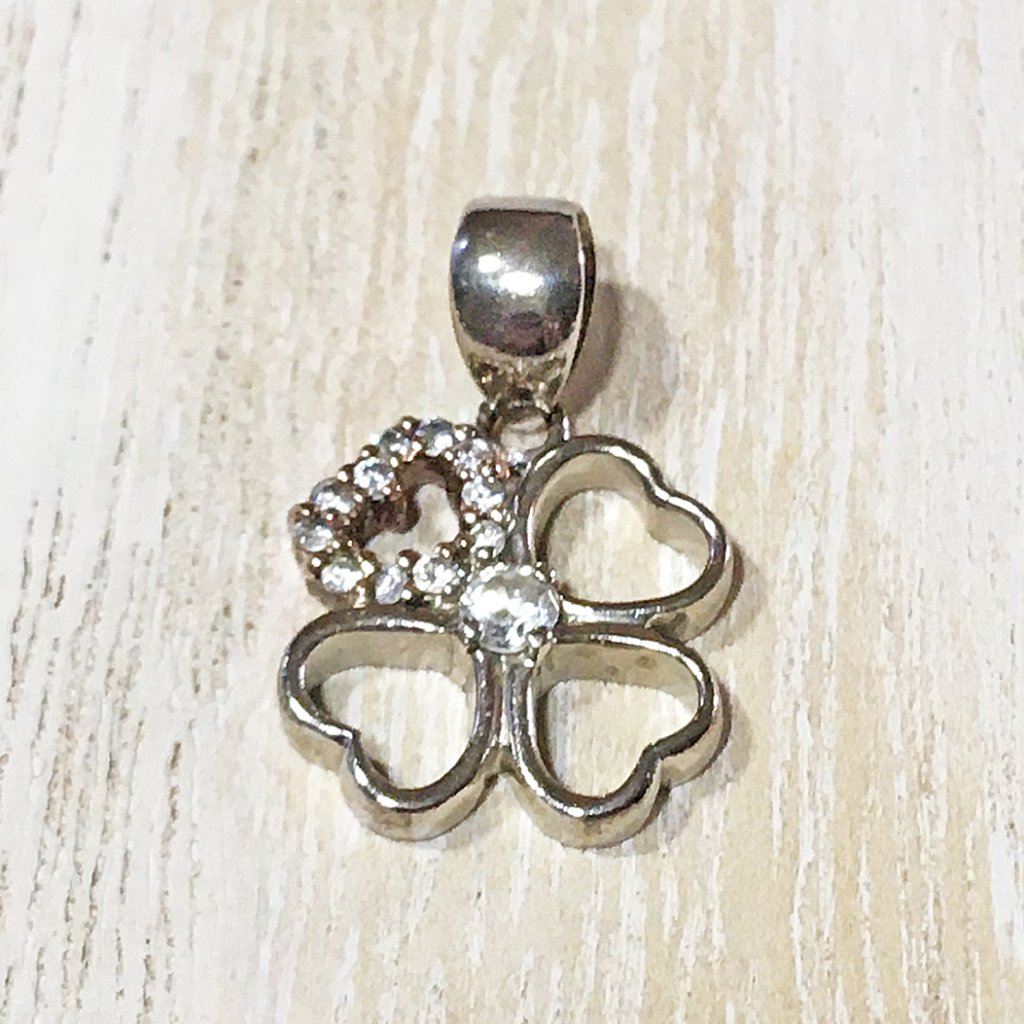 Authentic Bloom Nyc Lucky 4 Leaf Cz Clover Rose Gd/Sterling Silver Pendant 3/4